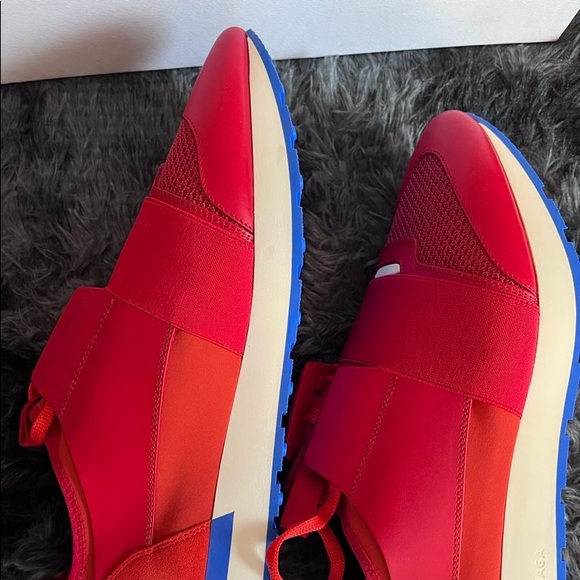 New BALENCIAGA Race Runner red white low sneakers Size 43 - Picture 6 of 7